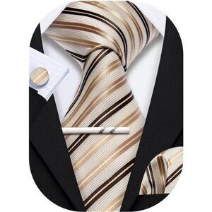 Men Plaid/Striped Ties Set Silk Business Wedding Formal Fashion Necktie